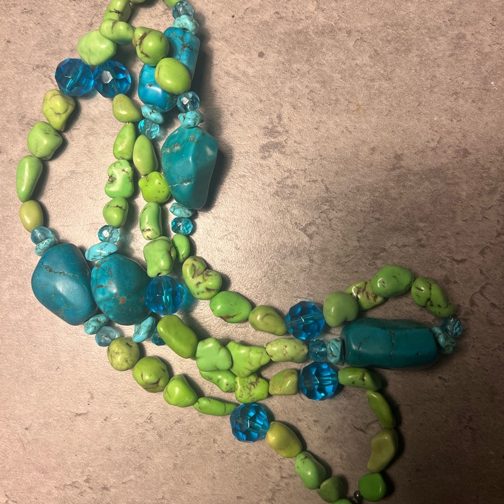 STUNNING REAL lime and blue turquoise necklace